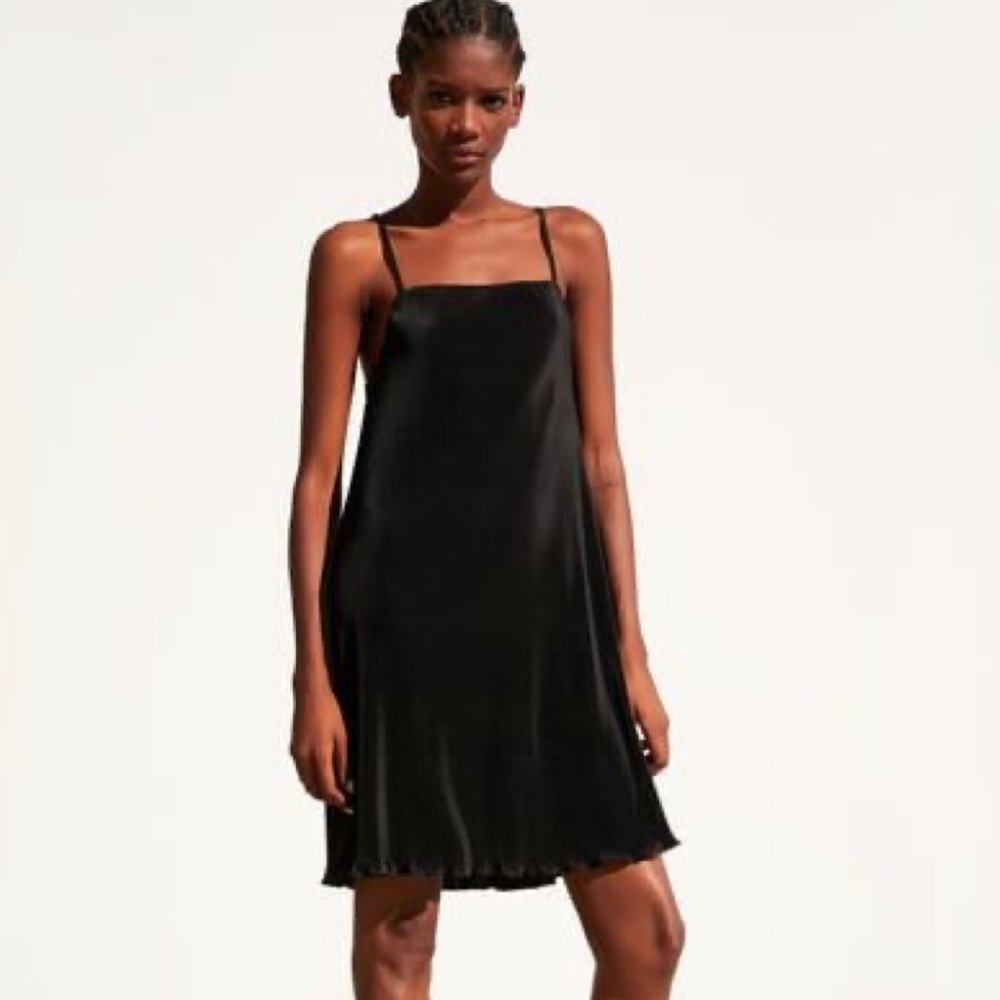 ZARA Pleated black mini dress